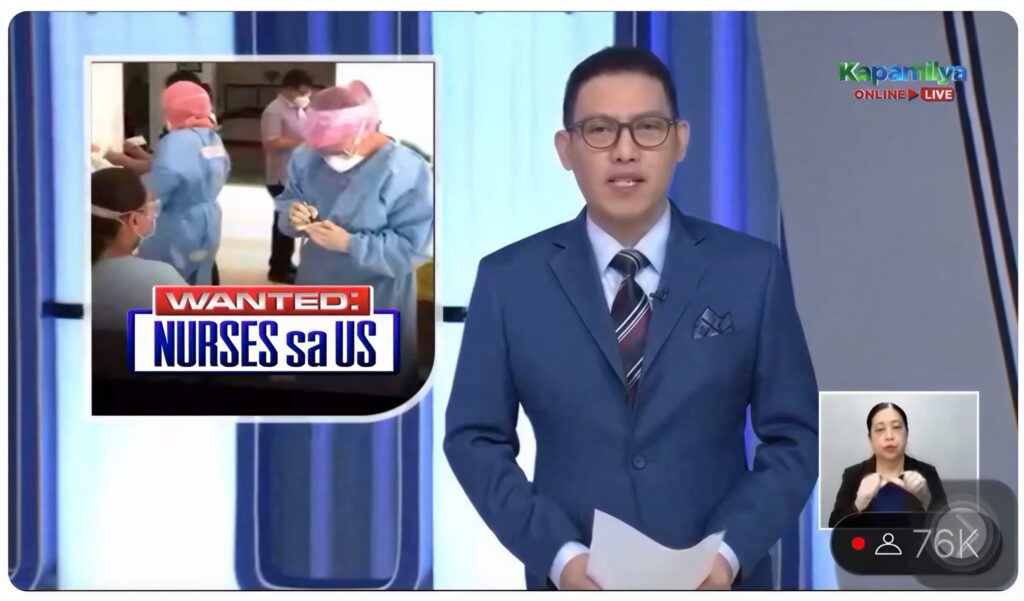 TV Patrol Newscaster showcasing news about EDI-Staffbuilders and Avant Healthcare USA