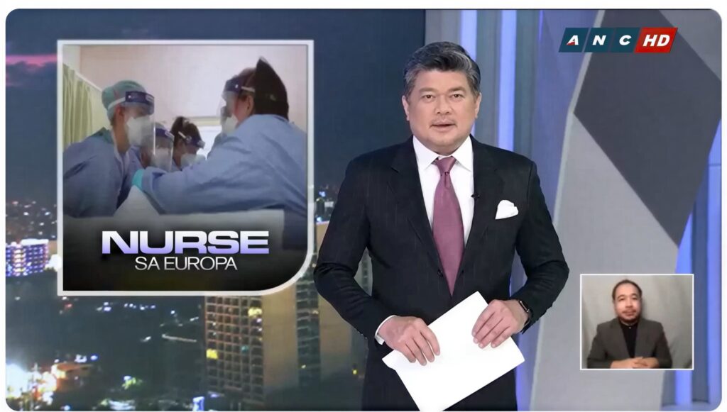 TV Patrol Newscaster showcasing news about EDI-STAFFBUILDERS INTERNATONAL: JOBS FOR NURSES IN GERMANY & FINLAND